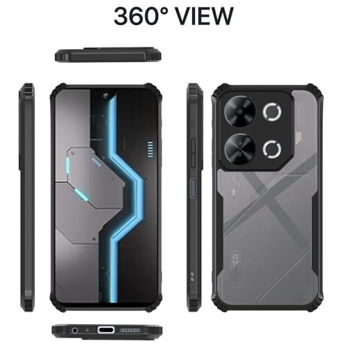 Image of Pikkme Crystal Clear Transparent Back Cover | Ultra Hyrbid | Full Camera Protection | Raised Edge | Bumper Case for itel P65 (Black)