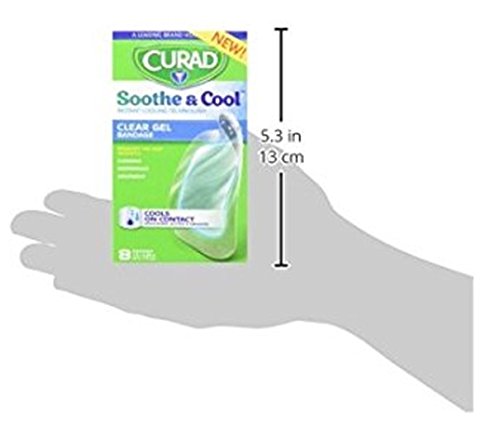 Curad Soothe and Cool Clear Gel Bandages, 8 Count (Pack of 6)