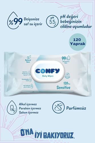 Confy Sensitive Bebeklere Özel Islak Mendil 120 Yaprak