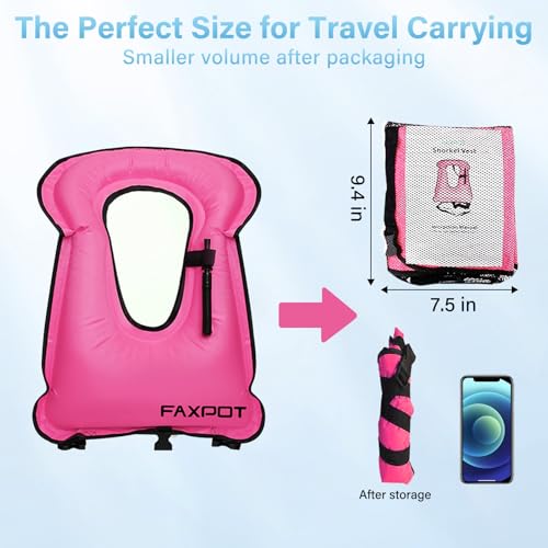 Faxpot Snorkel Vest, Adults Portable Kayaking Buoyancy Inflatable Swim Vest Jackets, Diving Surfing Adjustable Snorkeling Vest Swimming Jacket for Outdoor Water Sports Fun Safety by Faxpot - Image 6