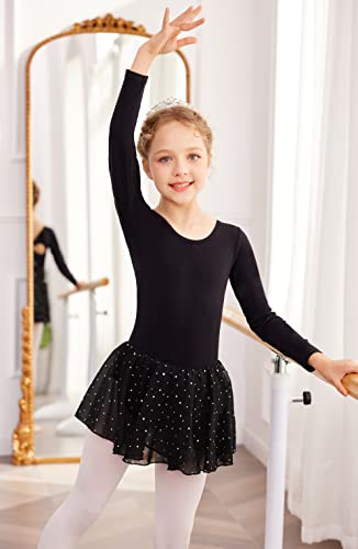 Zaclotre TZS005494_B_130 Girls Long Sleeve Dance Dress Glitter Ballet Skirted Leotard Ballerina Outfit thumb #2