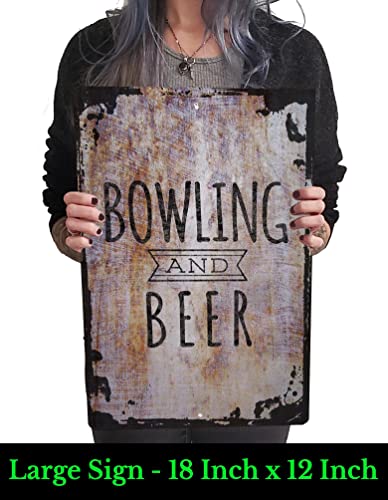 Os Gear Funny Large Wall Metal Sign Bowling And Beer Drinking And Alternative Sports Fun Times Wall Art Decor Funny Gift 12 X 18 Inch #TOP1