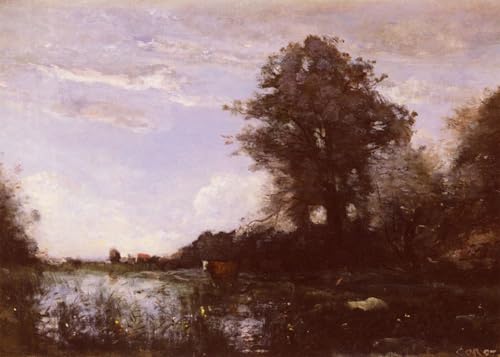 Pinturas sobre lienzo clásicas Jean baptiste camille Corot Marais de Cuicy cuadro salón 60x90