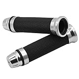 TKY バイクグリップ バイク バーエンド オートバイ カスタム アルミ ハンドル φ22.2mm (シルバー)