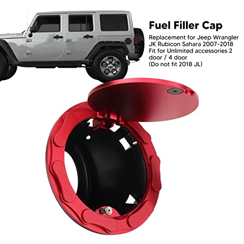 for Gas Red Fuel System Fuel Fuel Filler Cover Replacement for for Jk Sahara 2007‑2018 Red (Red) by Qiilu - Used condition - Image 2