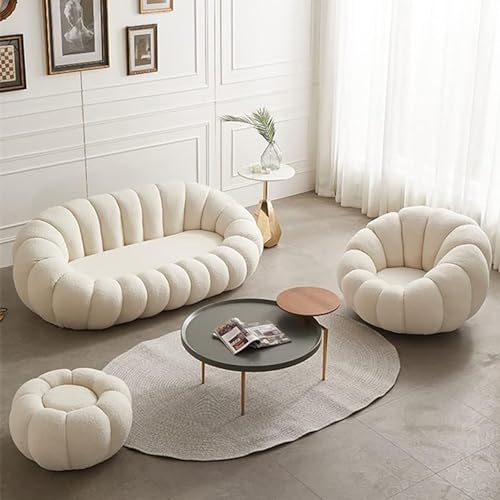 Maple Home Decoration Lamb Fleece Sofa Set Modern Nordic Flower Minimalist Style Sofa for Living Room Furniture (Three Seater 180cm 1 pcs)