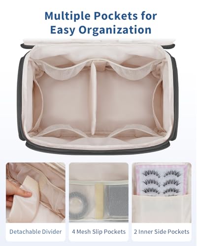 WANDF Travel Toiletry Bag for Women, Wide-open Large Makeup Bag with Handle, Puffy Makeup Organizer for Toiletries, Cosmetics, Accessories, Essentials (Black)3