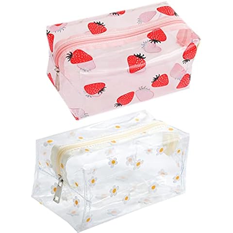 Aussido Clear Pencil Case Fruit Makeup Bag Waterproof PVC Transparent Cosmetic Bag for Women and Girls Cover