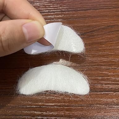 6Pcs Self-Adhesive White Santa Claus Costume Eyebrows, Bushy False Facial Hair for Adult Christmas Mad Hatter Accessories