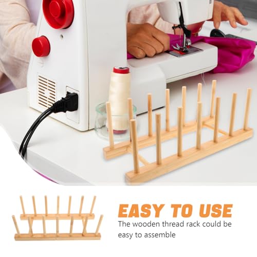 Image of STOBOK Sewing Storage Rack Wood Thread Racks Wooden Thread Holder Sewing Thread Rack Holder Embroidery Thread Rack Yarn Holder Dispenser Crochet Yarn Ball Holder Solid Wood Tool