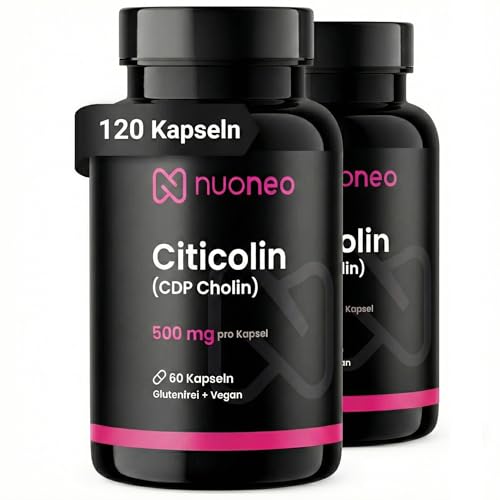 Citicolin CDP Cholin 500mg 120 Kapseln hohe Bioverfügbarkeit keine Zusatzstoffe volle 500 mg Citicoline/CDP-Choline pro Kapsel von nuoneo
