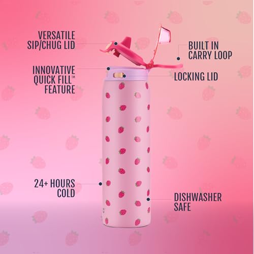 Image of Ello Pop & Fill Insulated Stainless Steel Water Bottle with Quick Fill Lid, Leakproof Locking, Sip or Chug Spout, BPA-Free, Double Wall Vacuum Insulated for Sports, Travel & School- 22oz / 32oz / 40oz