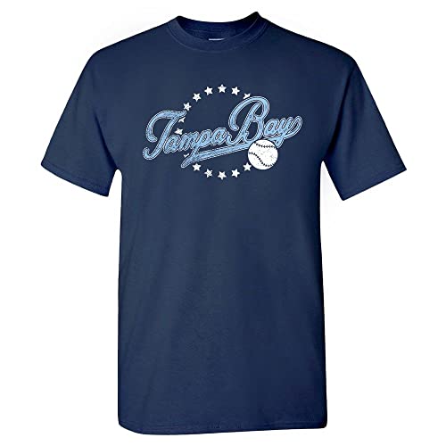 Tampa Bay Baseball Vintage Mens Fan T-Shirt (Navy Shirt L)