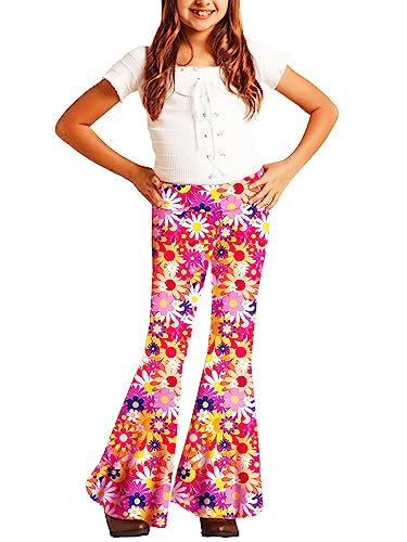 Image of Deerose Girls Halloween Hippie Bell Bottom Pants High Waist Flare Pants 5-14 Years