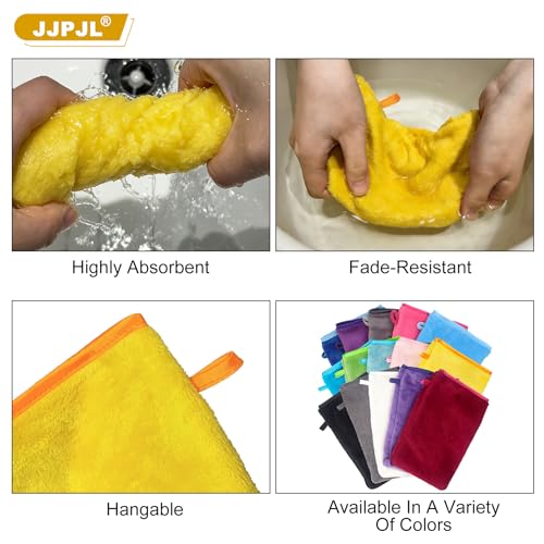 JJPJL 5 Stück Waschlappen Gesicht 15x20cm,Waschlappen Microfaser,Waschhandschuh Kinder,Waschhandschuh Körper,Waschhandschuhe Frottee,with a Lanyard,Flanell,Weich,Starke Wasseraufnahme,5 Farben(Typ 2)