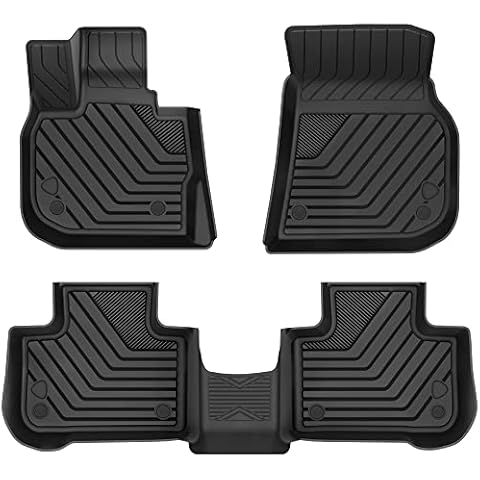 AUTOSAVER88 Floor Mats Compatible with BMW X3 and X4 2018-2022, Custom Fit TPE All Weather Car Liners, 1st & 2nd Row Floor Liners, Black Cover