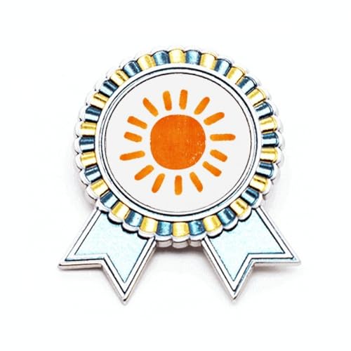 Broche soleil peinte à la main en métal taille M, un bijou d'artisanat d'exception