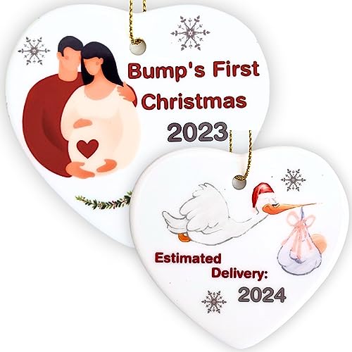 Heart's Sign 2-in-1 Ceramic Bumps First Christmas Ornament 2023 | ...