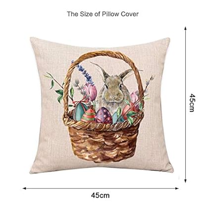 Generisch Kissen 45x45,Ostern-Bettbezug Leinen Dekokissen Cases Home Kissenbezug 50x50 FrüHling Kissen FrüHling Baumwolle Leinen Sie KissenbezüGe (40 X 40 cm, Grau Kaninchen) 4pc – Bild 5