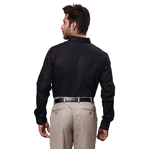 Image of Raymond Men's Pure Cotton Solid Pattern Slim Fit Semi Cutaway Collar Full Sleeve Formal Shirt