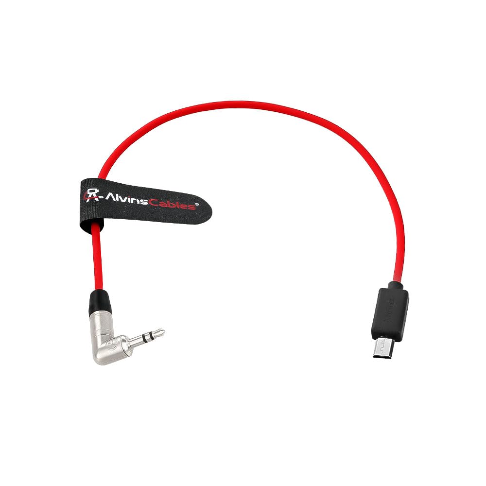 Alvin's Cables Tentacle Timecode Kabel für Sony FX3 | FX30 | A7S3 | A1 Kamera, Ultra-weiches 3,5mm TRS auf Micro USB Timecode Kabel für Tentacle SYNC E 35cm | 13,8"