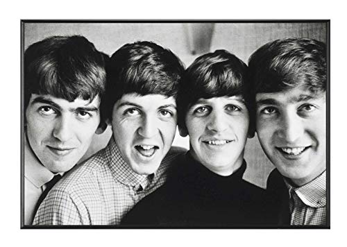 BaikalGallery Beatles Cuadro Enmarcado (V3429)- Moldura Aluminio Mate Negro- Montaje en Panel Adhesivo y Rígido de 1cm (Foam)- Laminado Acabado Mate (Sin Cristal) (60x90cm)