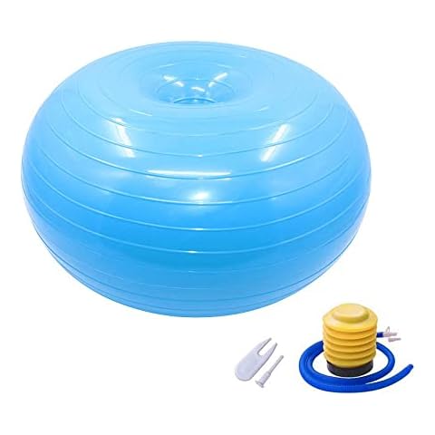 Fortitude Sports Donut Exercise Ball | Inflatable Fitness Donut Stability Swiss Ball With Air Pump | Anti Slip Donut Gym Ball For Yoga, Pilates, Core Training, Office (30 x 50cm, Blue) Cover