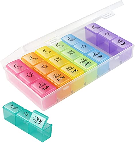 Image of Zollyss Weekly Pill Organizer 3 Times A Day - 7 Day Pill Box - Non-BPA Food Grade Plastic - Lightweight and Travel Friendly - Ideal Pill Case for Supplements, Vitamin, Medication