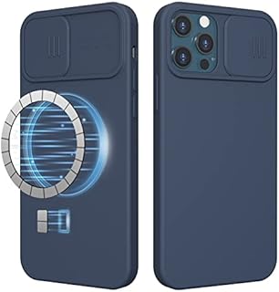 imluckies Magnetic Silicone Case for 6.7" iPhone 12 Pro Max Case with Camera Protection, Built-in Magnets Support Magsafe Faster Charging, Premium Liquid Silicone Phone Cover - Blue