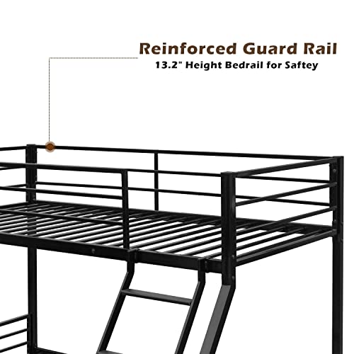 Bonnlo Twin Over Full Bunk Bed, Bunk Beds For Kids/Adults/Teens Bunk Bed With Stairs & Flat Rungs, Heavy Duty Metal Slat, No Box Spring Needed, Black #TOP5