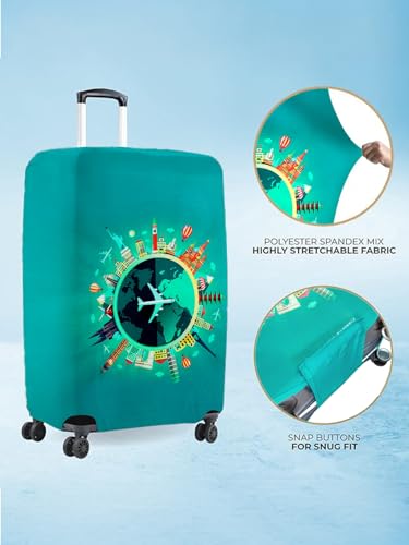 Image of Cortina Abstract Design Travel Suitcase Protective Cover|Medium|Fits 22 inch-26 inch Luggage|Eco-Friendly|Polyester-Spandex|65cm (24 inch)|Luggage Protectors|Anti Scratch|Pack of 1|Blue 6