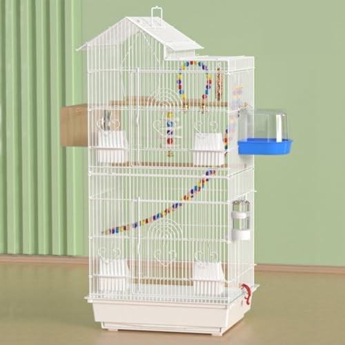 Bxzzuis鳥かご 鳥ケージ バードケージ 大型 鳥カゴ キセイインコケージ 複数飼い 天窓付き 餌入れ 引き出しトレイ ハンドル付き 掃除しやすい あるワイヤーオウムケージ セキセイインコ オカメインコ 文鳥 ケージ ゲージ 鳥がご 47.5x36x1