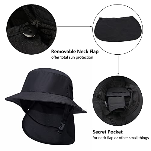 Camoland Surf Hat Sun Hat For Surfing, Boating, Watersports Bucket Hat For Men And Women Black #TOP2
