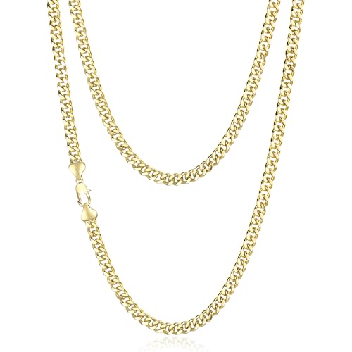 Collier cubain homme et femme 6mm LUCA SMITH, chaîne gourmette or 14 carats simple