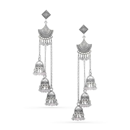 Image of Rubans Oxidised Jhumka Earrings Ghungroo Boho Statement Jewellery Gift for Women & Girls