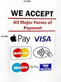 We Accept Card Payments Contactless Vinyl-Schilder, 300 mm x 200 mm, 3 mm Kunststoff-Shop Taxi