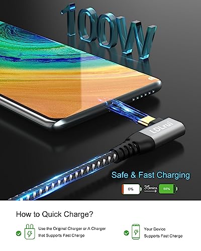 Usb C To Usb C Monitor Cable 4K - 3Ft, 20Gbps High Speed Usb C Data Cable, 100W Usb C Video And Power Cord, L Shaped Usb 3.2 C To C Cable For Macbook Pro, Ipad Pro, Samsung S20, Usb-C Portable Monitor #TOP4
