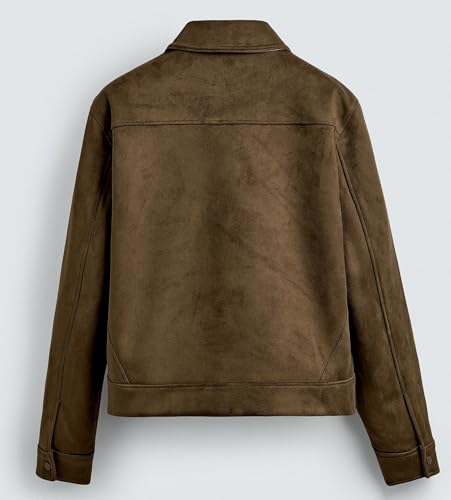 Men's Vintage Suede Blazer Jacket Slim Fit Faux Leather Casual Sports Coat for Wedding Party4