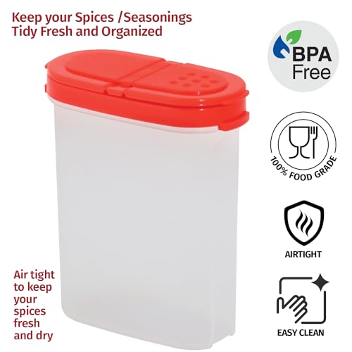 Image of Signoraware Sprinkles N Spice BPA Free Plastic Big Container with Lid (280mlx2 | Set of 2 | Red)