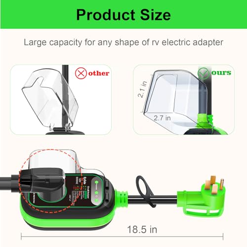 Image of EyGde 50 Amp to 30 Amp RV Adapter with Surge Protector, Patented 4500J 50 Amp Male to 30 Amp RV Adapter Plug, RV Circuit Analyzer Voltage Protector with Waterproof Cover, for Camper Travel Trailer