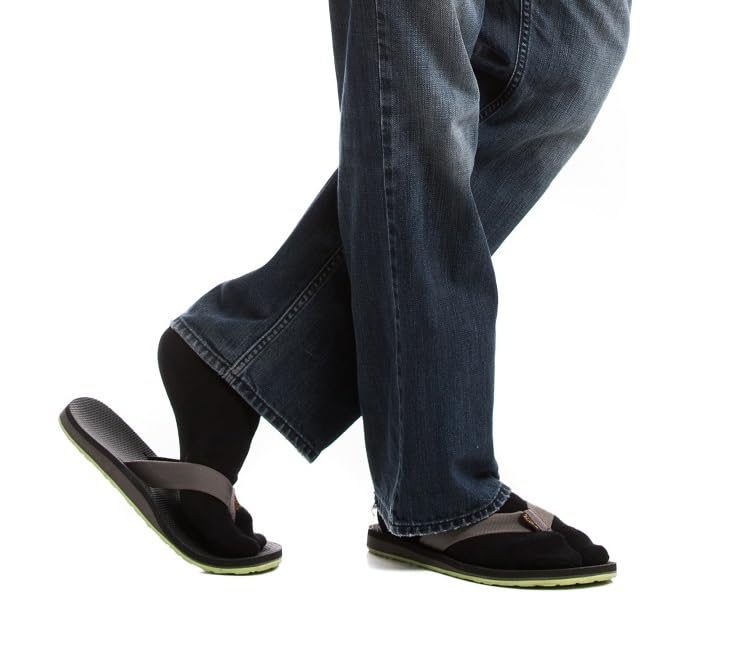 Image of 3 Pairs Thick Flip-Flop Big Toe Socks Crew Mid Calf or Ankle Size: Women 9-12 Men 8-11