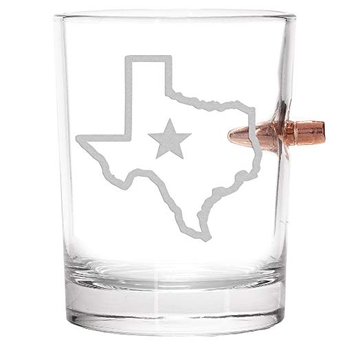 Lucky Shot 308 Caliber Whiskey Glass | Texas | Embedded Bullet 10Oz Borosilicate Rock Glass From #TOP1