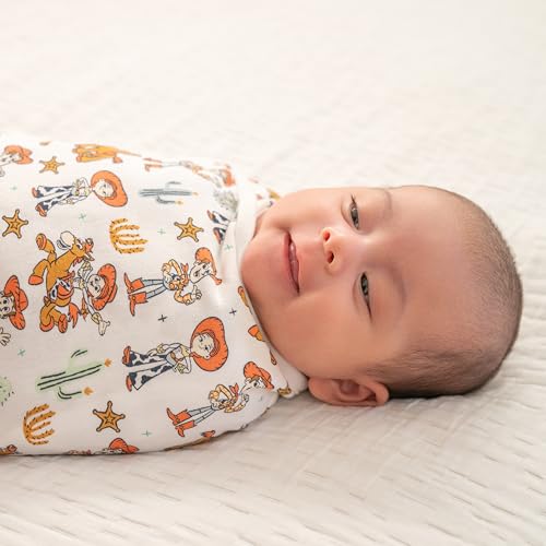 Image of aden + anais Essentials Easy Swaddle Wrap Quick Change with Bottom Zipper, Snug Cotton Knit Baby Wrap Swaddle Blanket for Newborns, TOG 1.0, 3-Pack, Toy Story, 0-3 Months, Small /Medium
