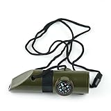 Alomejor Emergency Whistle Outdoor Whistle with Thermometer Compass LED Light for Camping Hiking Backpacking