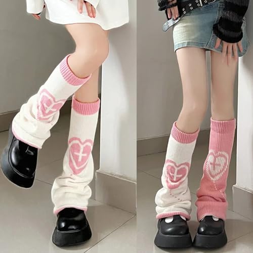 Image of WODECASA Girls Kawaii Leg Warmers Knitted Flared Leg Sleeves Goth Crochet Baggy Cuff Ankle Heap Socks
