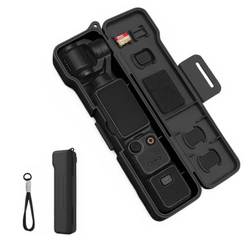 SHEAWA for DJI Osmo Pocket 4/3 �P�[�X+�n���h�X�g���b�v �d���P�[�X �����Y�t�B���^�[3����MicroSD�J�[�h2�����[ �ϏՌ� ���[�P�[�X ���h�~ �֗� �ړ� �ۊ� �A�N�Z�T���[ (�u���b�N)