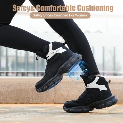 Image of Hogent Steel Toe Shoes for Women Men Wide Non Slip Composite Work Sneakers Indestructible Comfortable Safety Tennis Shoes Lightweight Breathable Construction Sneakers Puncture Proof Ergonomic Design