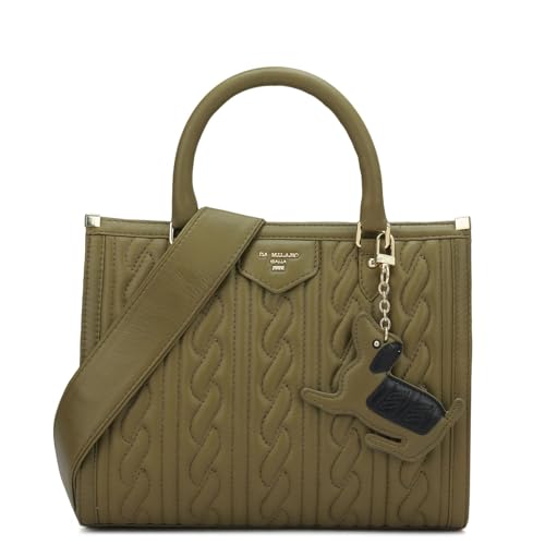 Image of Da Milano Leather Satchel Bag for Women - Olive