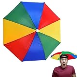 Ormromra Faltbarer Regenschirm Hut, Spaßiges Accessoire Kopfregenschirm, Regenschirmhut Mini für Dekoration, Radfahren, Angeln, Outdooraktivitäten