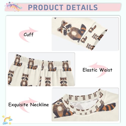senya Sitting Raccoon Cute Pajamas Set Long Sleeve Soft Cotton Sleepwear 2 Piece4